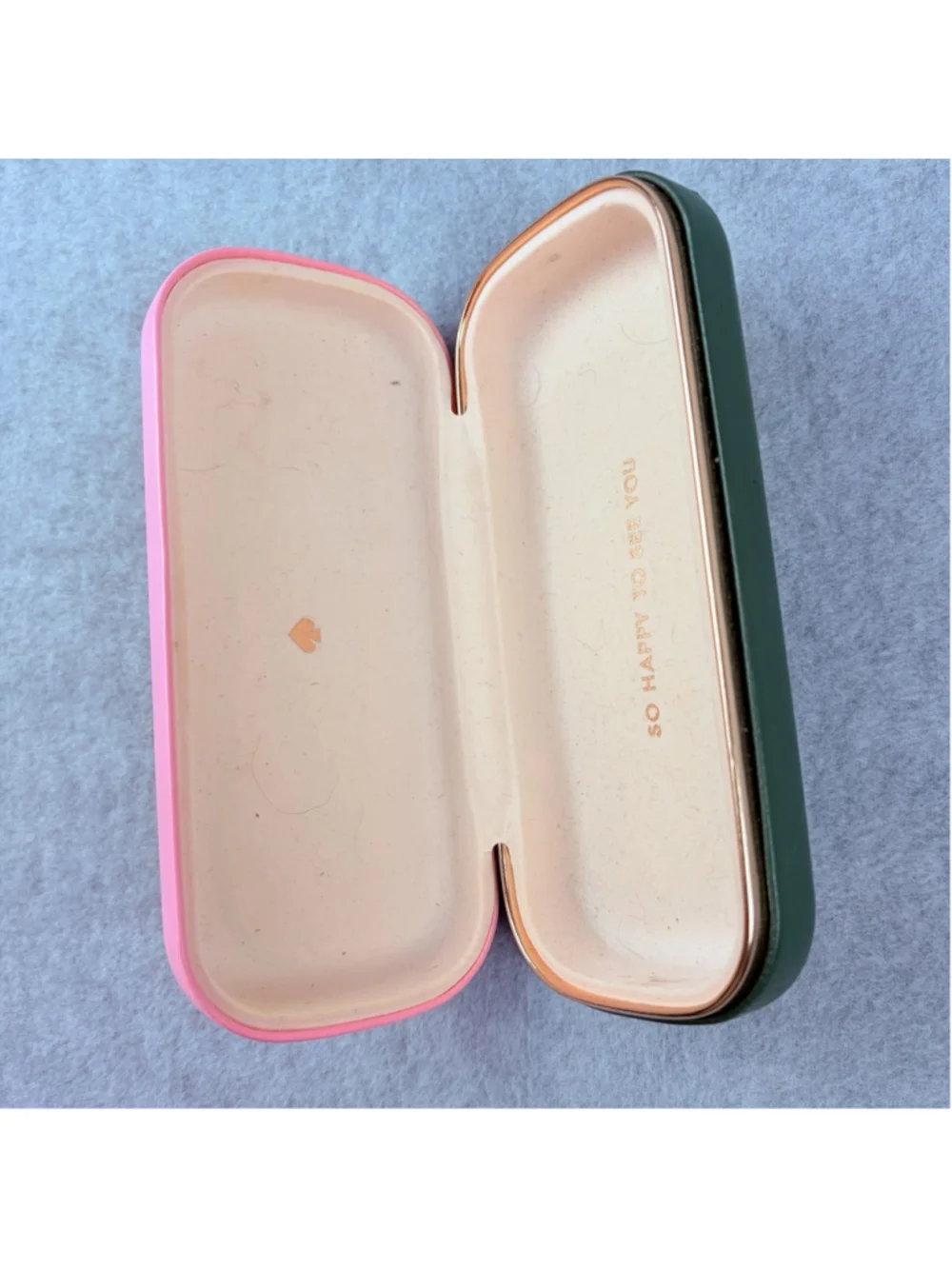 KATE SPADE New York Hard LARGE Pink Green CLAMSHELL Case EYE Sun GLASSES EMPTY